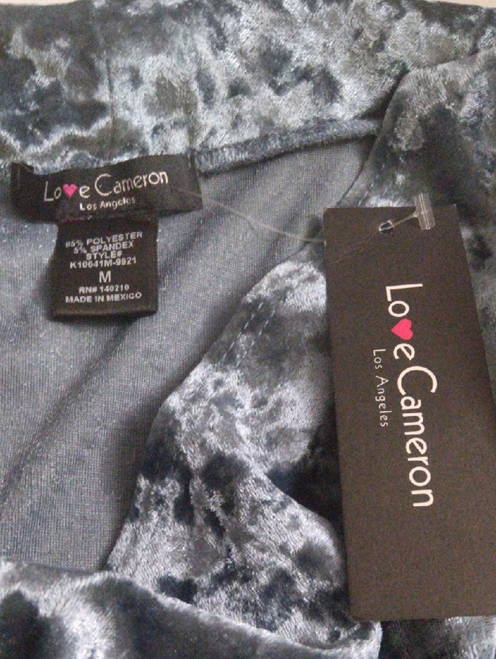 Love Cameron Velvet Open-Front Women's Cardigan In A Blue Tone Size M New - Picture 2 of 4